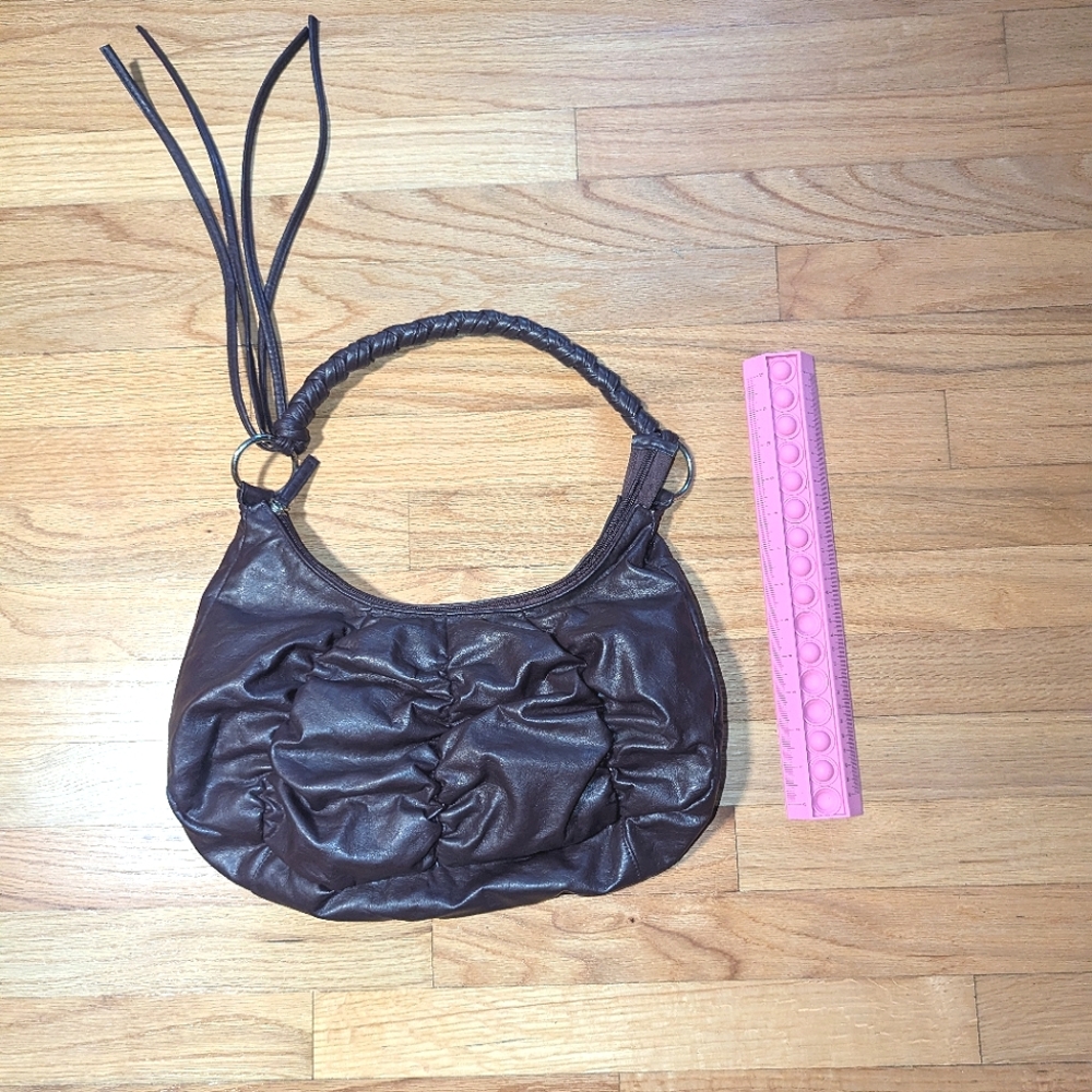Purple Faux Leather Bag Wrapped Shoulder Handle Fashion Express Purse